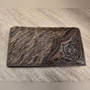 Nocona Genuine Leather Wallet with tooling & fur
